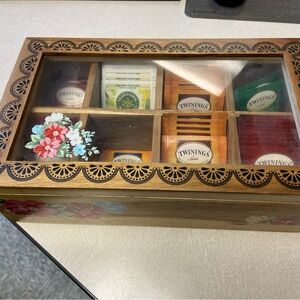 Pioneer Woman Wooden Tea Box with Assorted Tea Bags